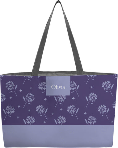 Purple floral  personalized weekender tote bag